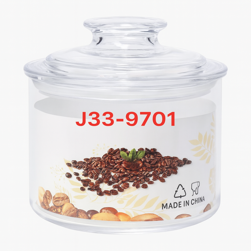 Frasco de vidrio, diseño transparente y funcional para almacenamiento o decoración.