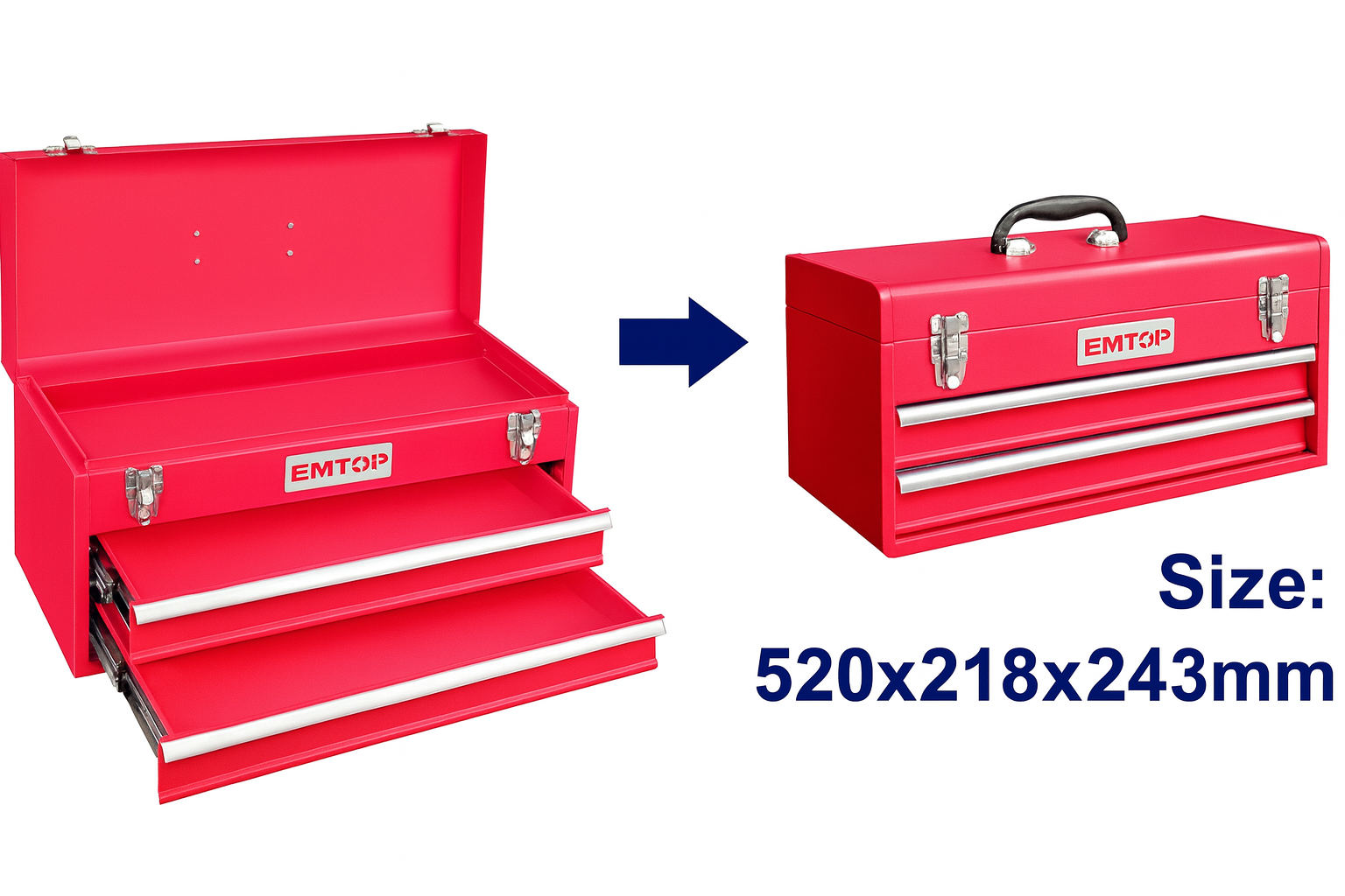 Caja metálica para herramientas con 2 gavetas (52×21.8×24.3 cm)