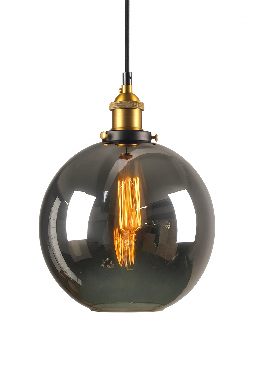 Lámpara Colgante de Cristal – Gris Ahumado Ø150 mm