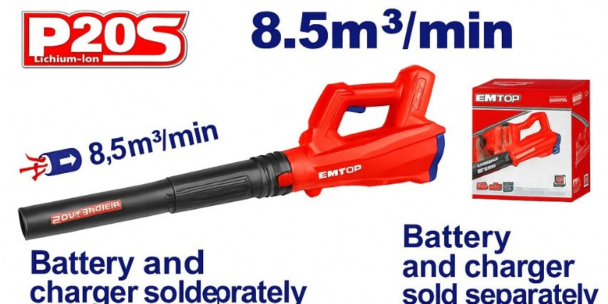 Sopladora Inalámbrica 20V – (8,5 m³/min, 115 km/h)