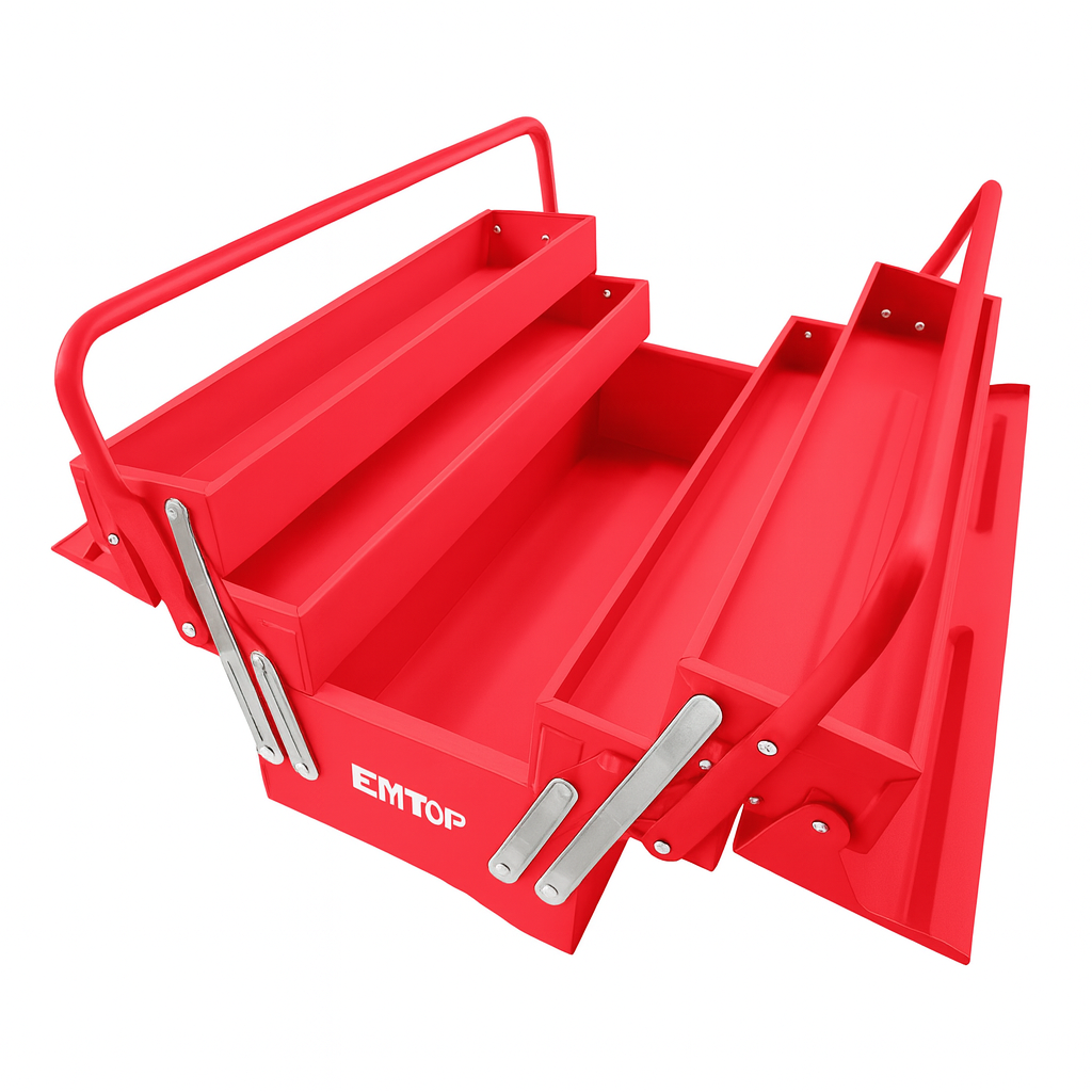 Caja metálica para herramientas de 3 niveles con 5 bandejas (49,5×20×29,5 cm)