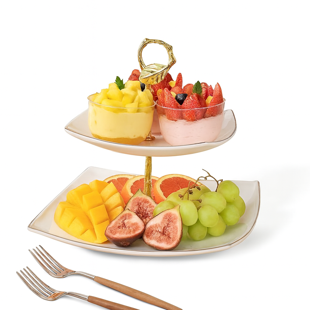 Plato Pastel Dorado y Blanco - 8.5" y 13"