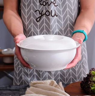 Cuenco de cerámica con tapa de 9"