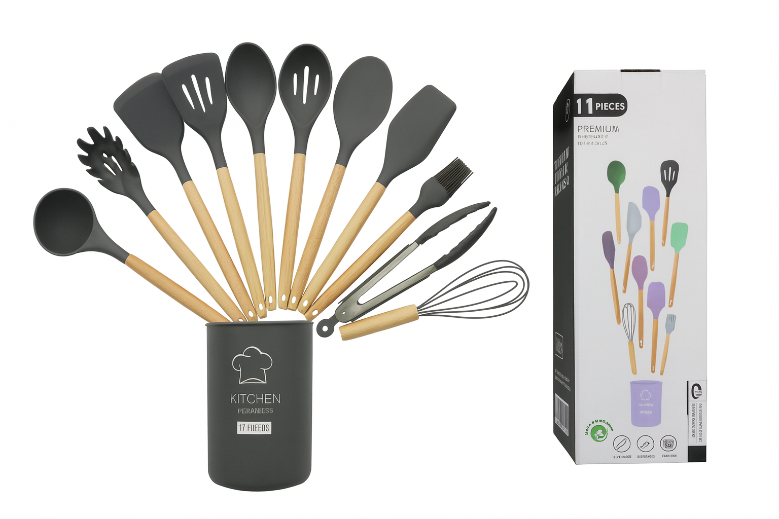 Juego de utensilios de cocina.