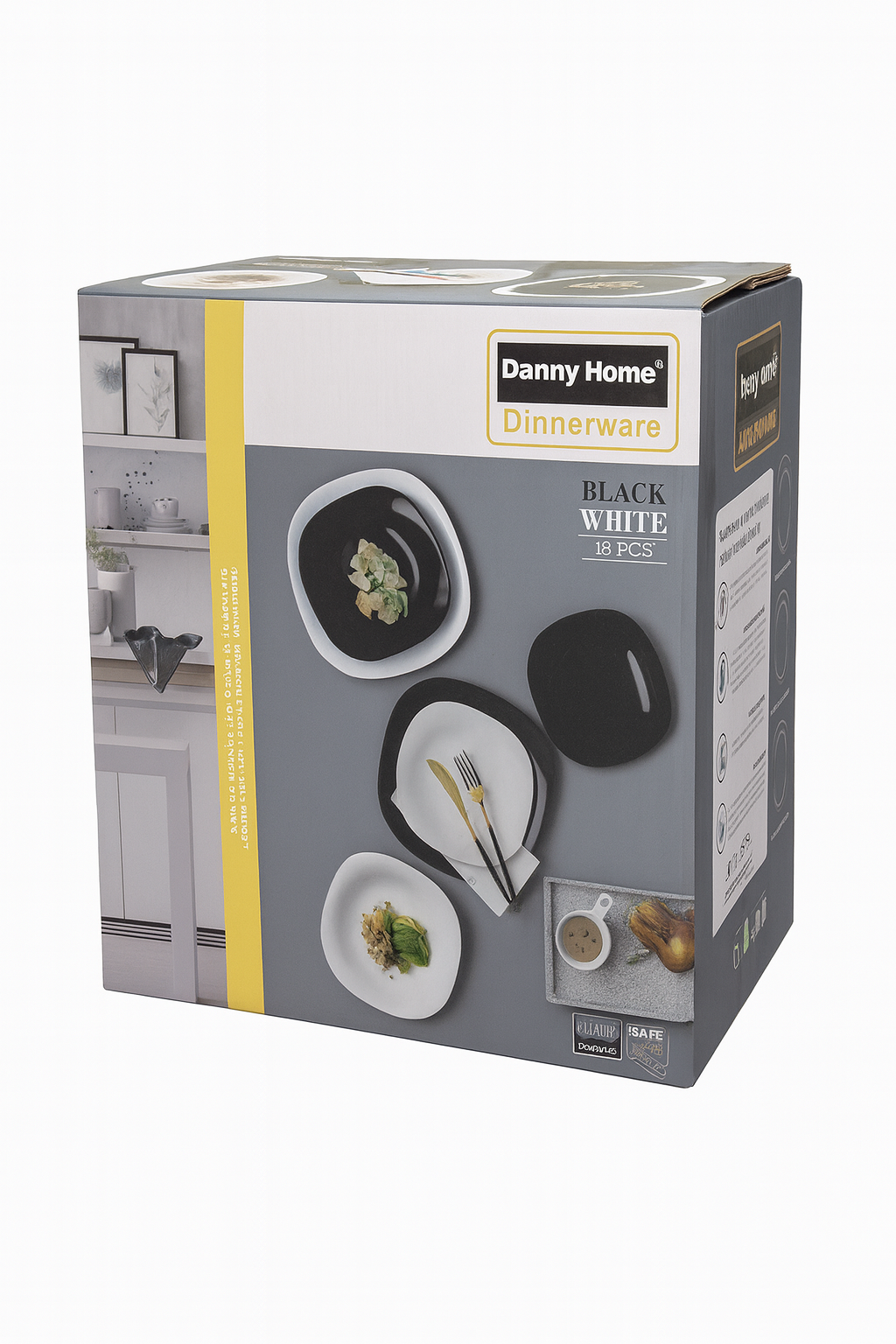 Set de cena 18 piezas, blanco y negro