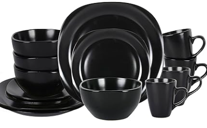 Vajilla de 16 piezas en negro