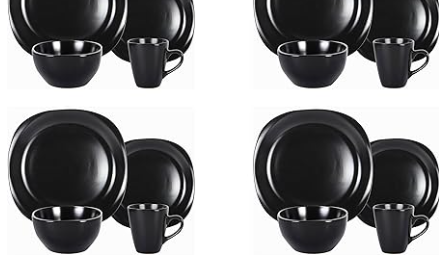 Vajilla de 16 piezas en negro
