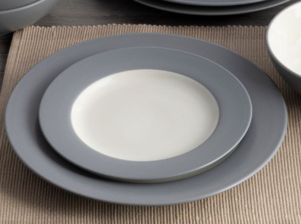 Vajilla de 16 piezas blanco y gris