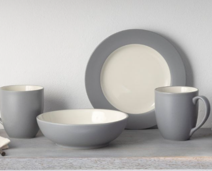 Vajilla de 16 piezas blanco y gris