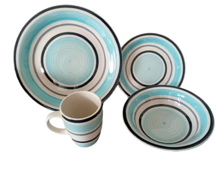 Vajilla de 16 piezas en color azul.