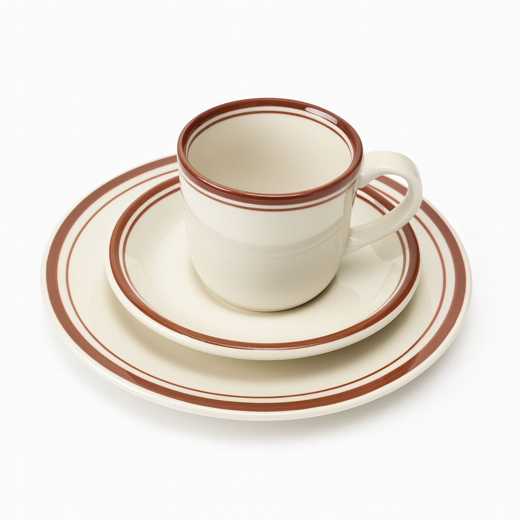 Vajilla de 16 piezas con borde de color.