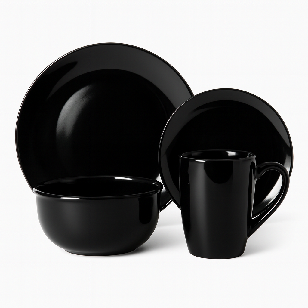Vajilla de 16 piezas en negro