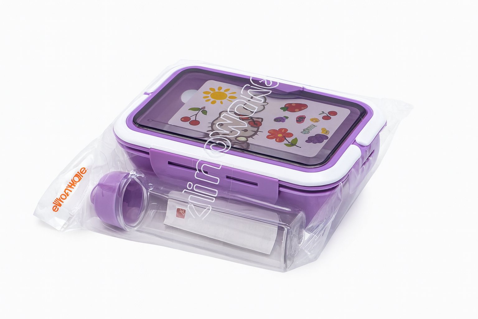 Conjunto de lonchera con pachón y vaso.