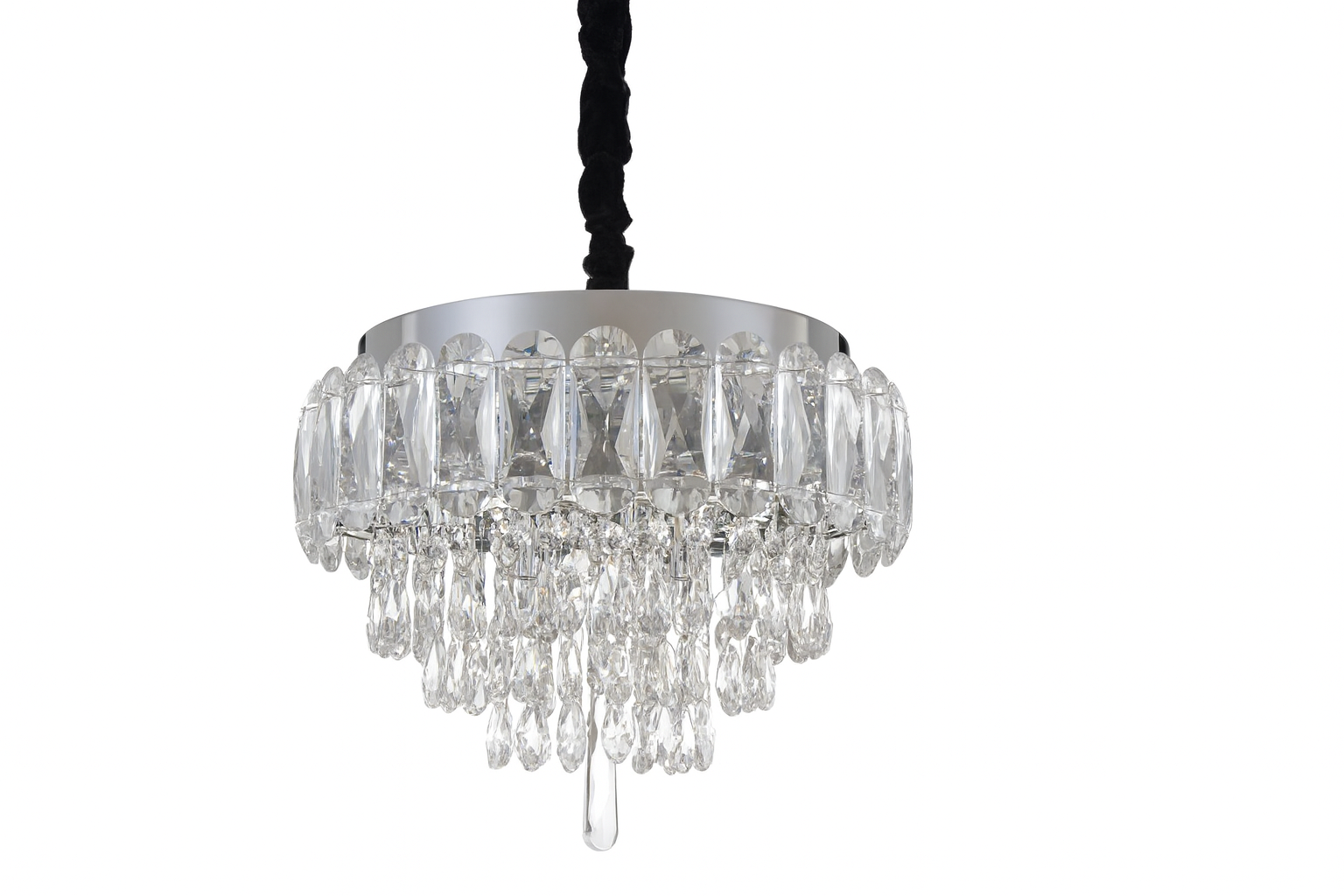 Lámpara colgante LED de cristal | 24 W – Ø280 mm – Acero inoxidable con control remoto