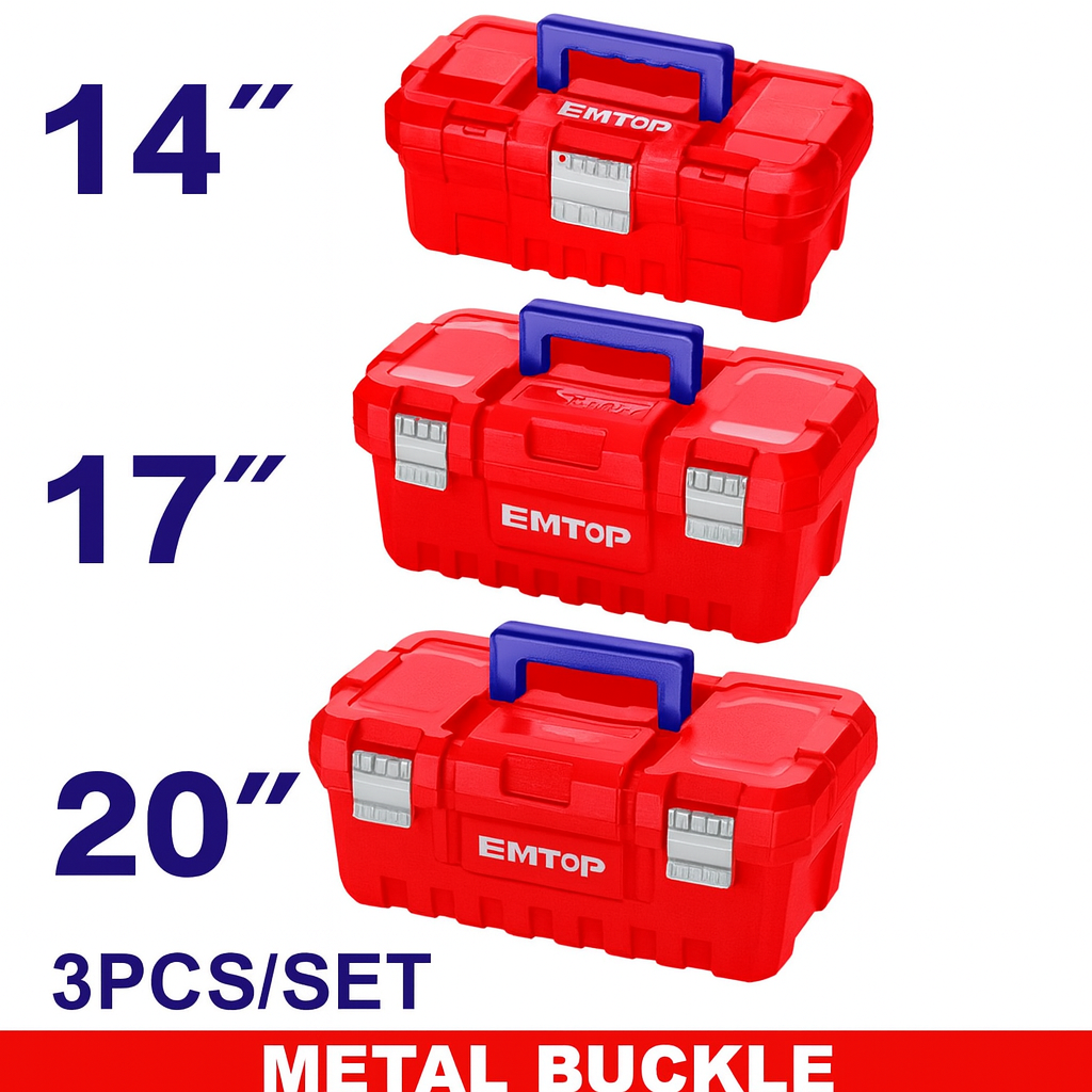 Juego de 3 cajas de herramientas de plástico.