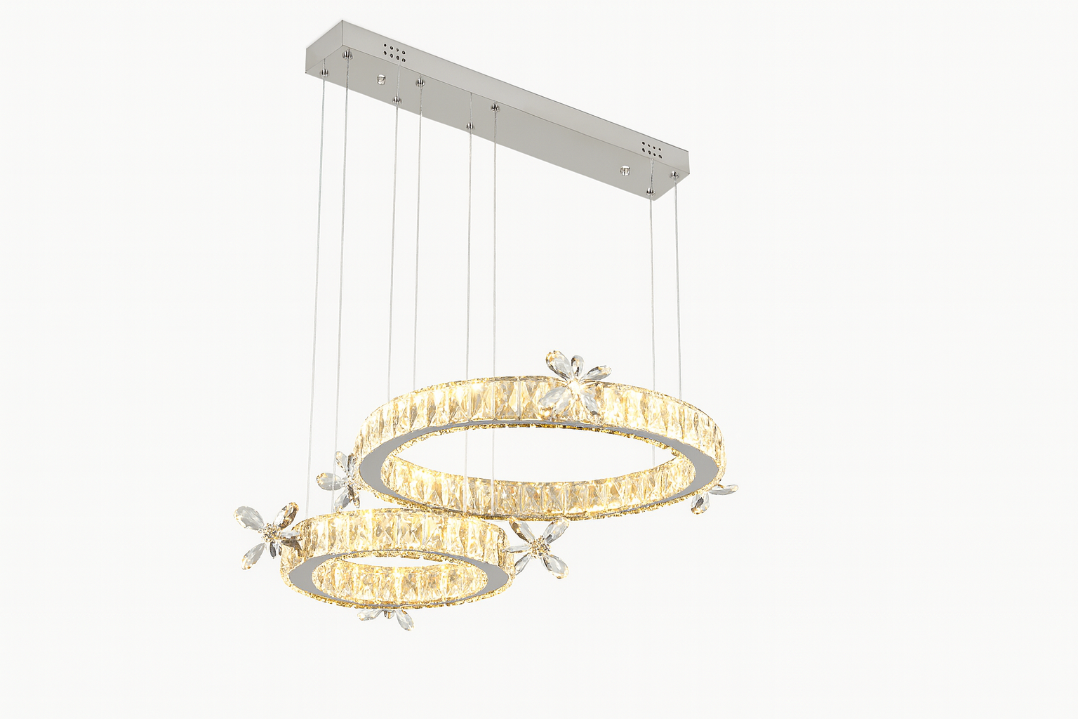 Lámpara colgante LED de cristal |  Acero inoxidable con control remoto