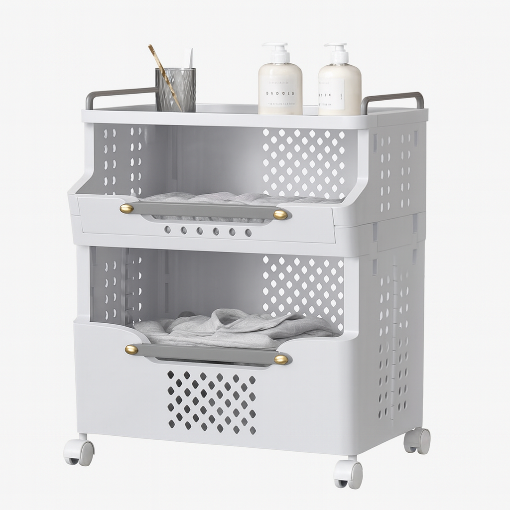 Estante de 2 Niveles con Ruedas para Baño