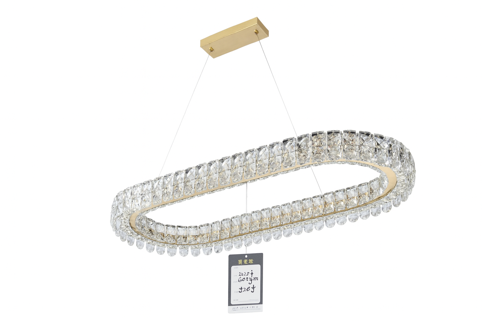 Lámpara colgante LED de cristal | 36 W – 800 × 300 mm – Acero inoxidable con control remoto