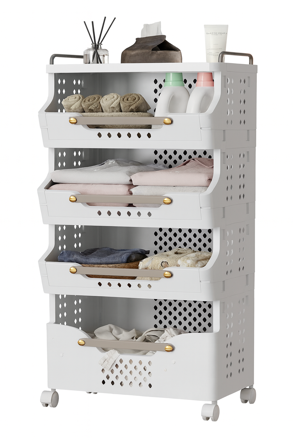 Estante de 4 Niveles con Ruedas para Baño