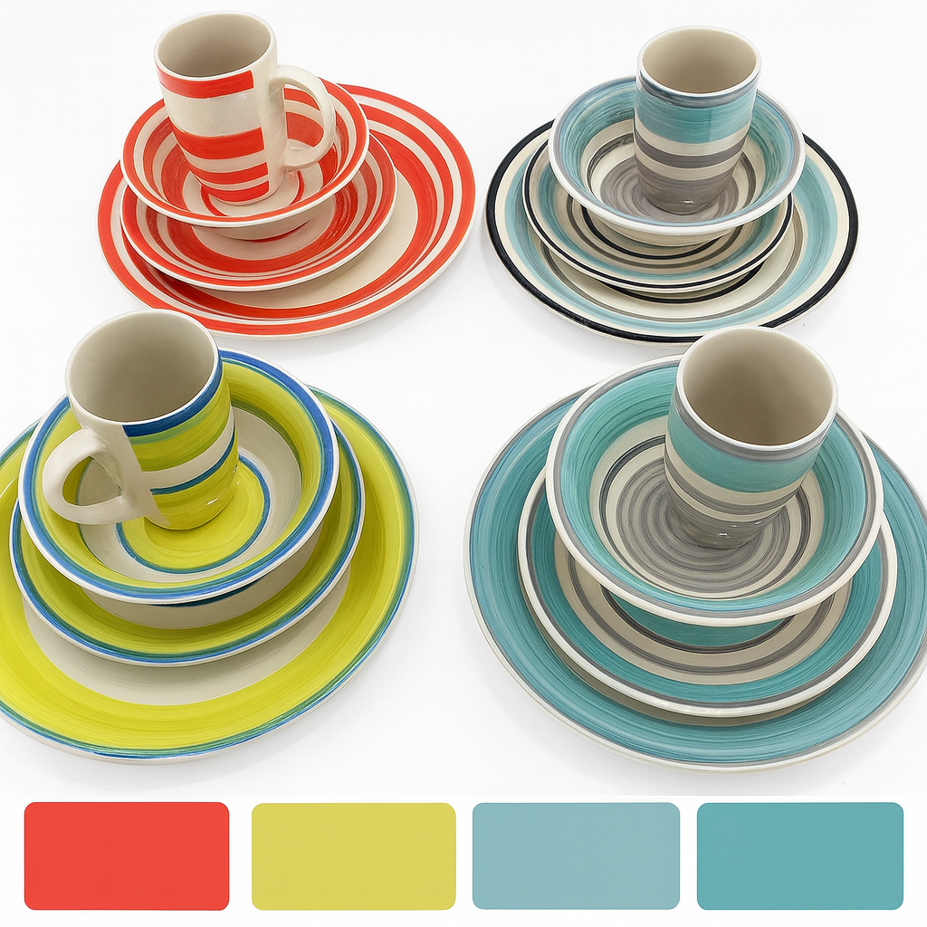 Vajilla de 16 piezas blanco y gris