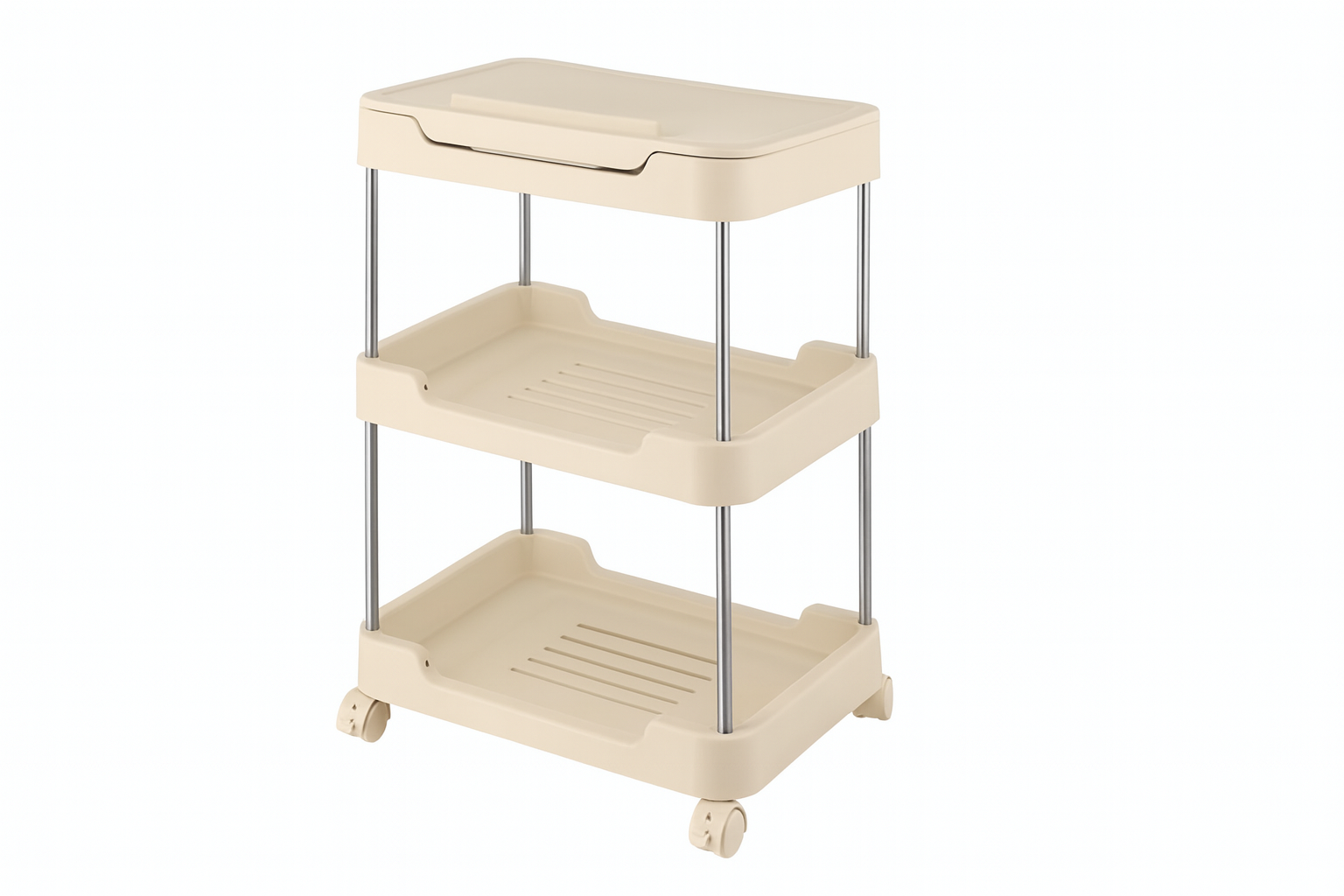 Estante de Plástico de 3 Niveles con Ruedas
