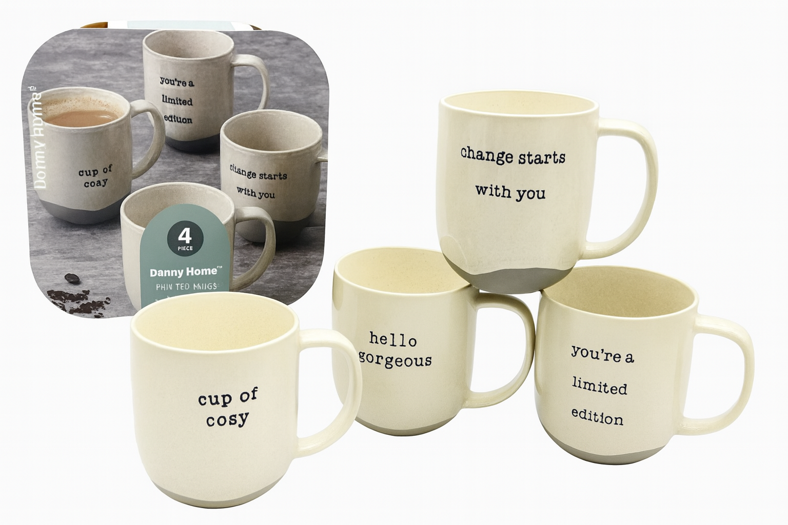 Juego de tazas de porcelana | 400 ml – 4 piezas