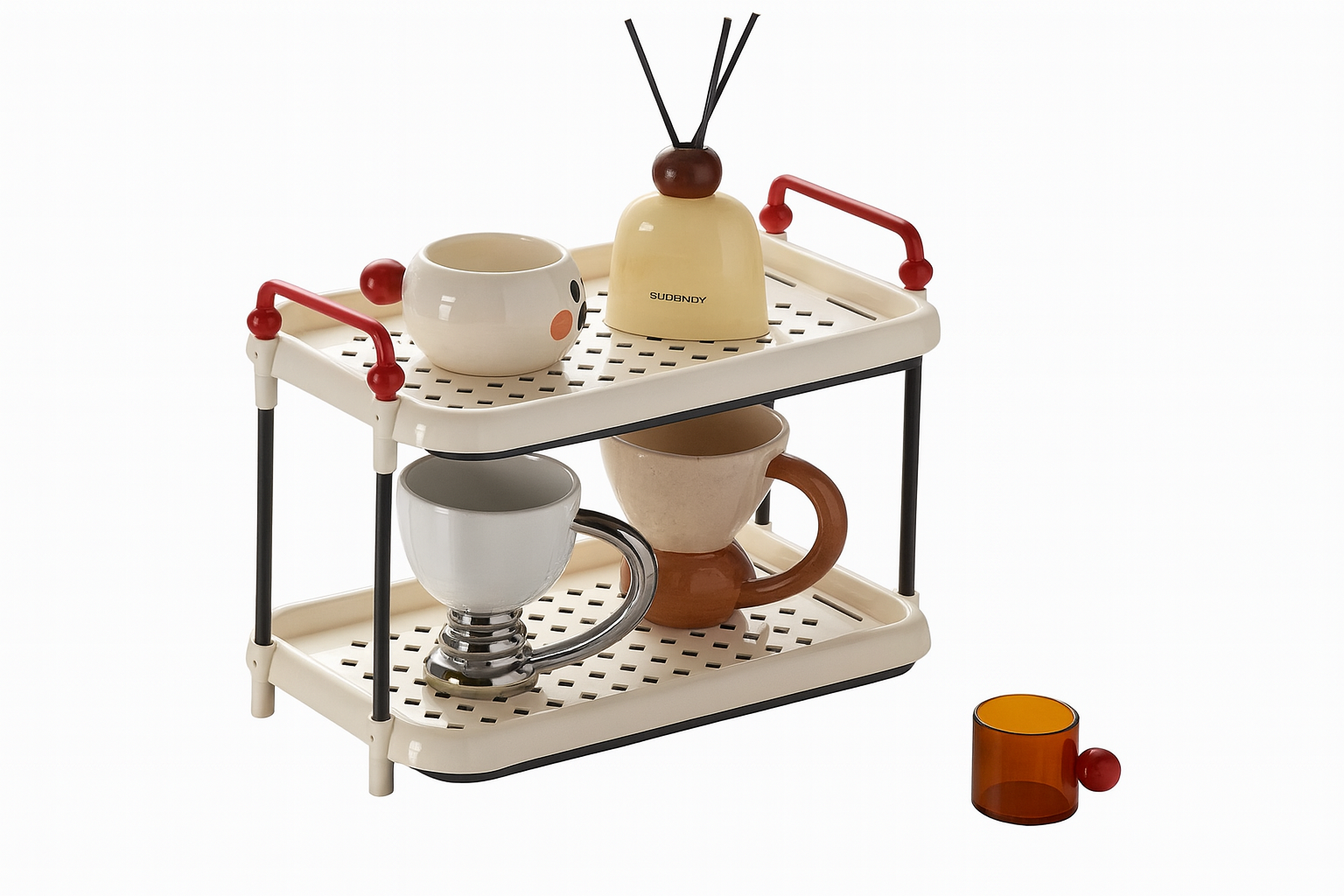 Estante de Bandeja con Colador de Plástico