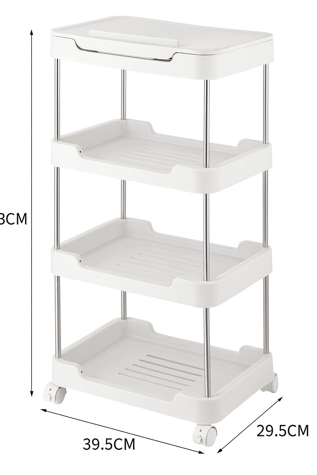 Estante de Plástico de 4 Niveles con Ruedas