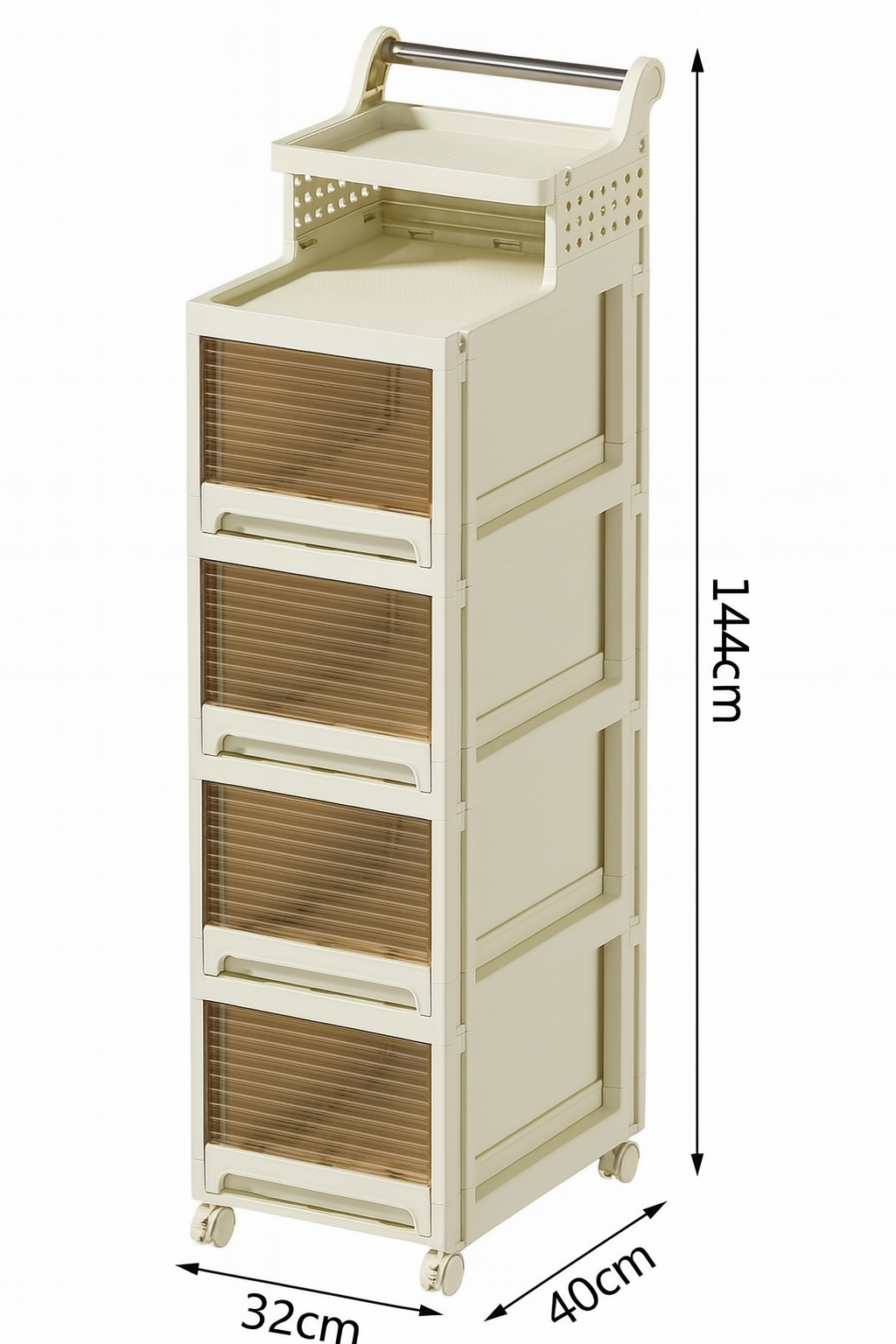 Carrito Organizador de Plástico de 4 Niveles