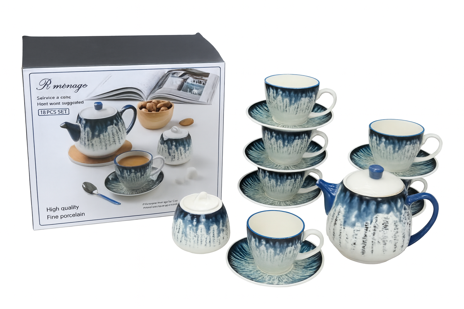 Juego de té de porcelana | 16 piezas