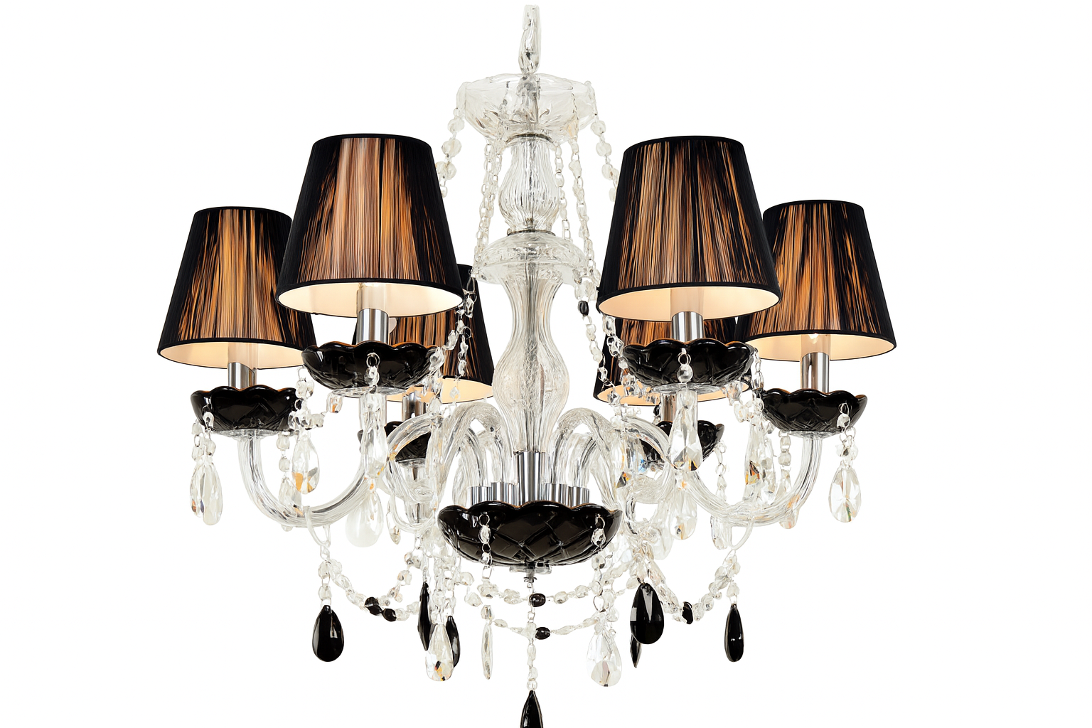 Lámpara de cristal de lujo colgante | E14 – Exterior negro / Interior blanco