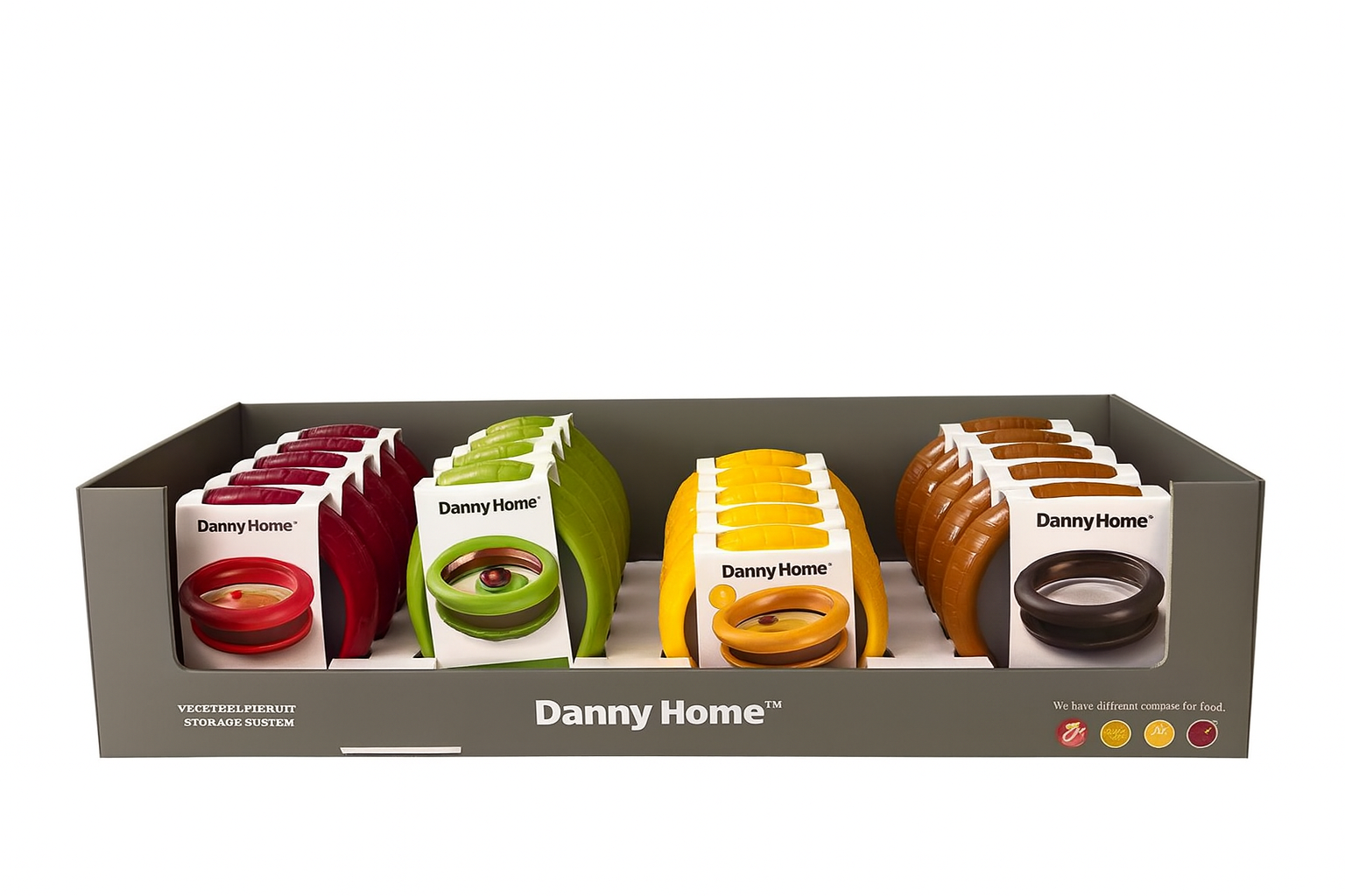 Contenedor para almacenar frutas y verduras.