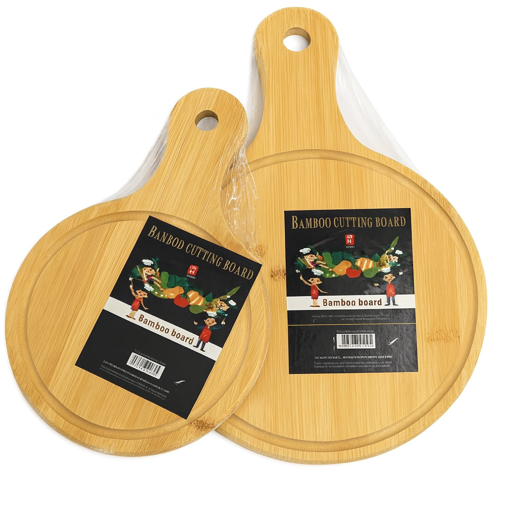 Tabla redonda bambú, 33x23x1,5 cm.