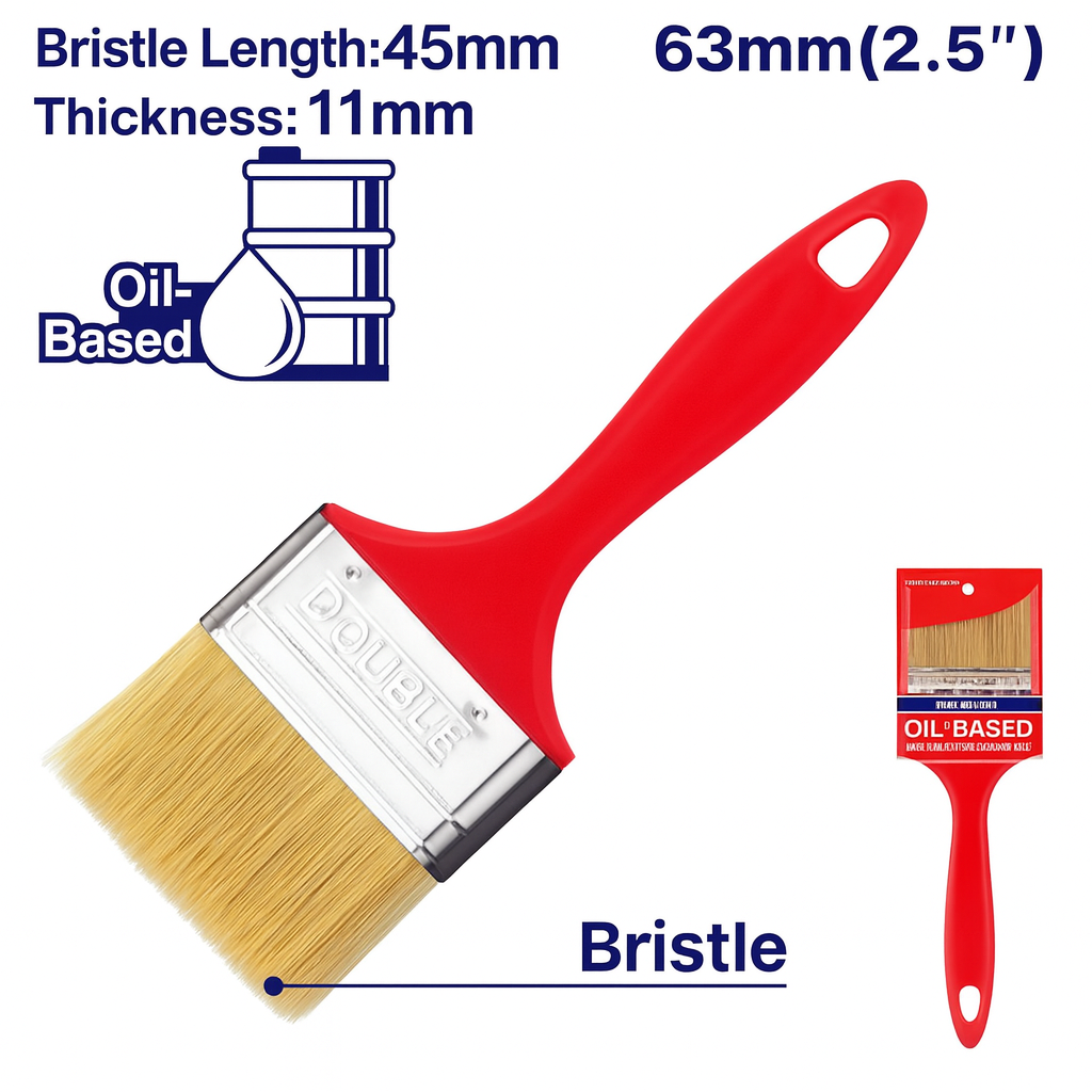 Brocha de 2.5" para pintura a base de aceite con mango plástico ergonómico
