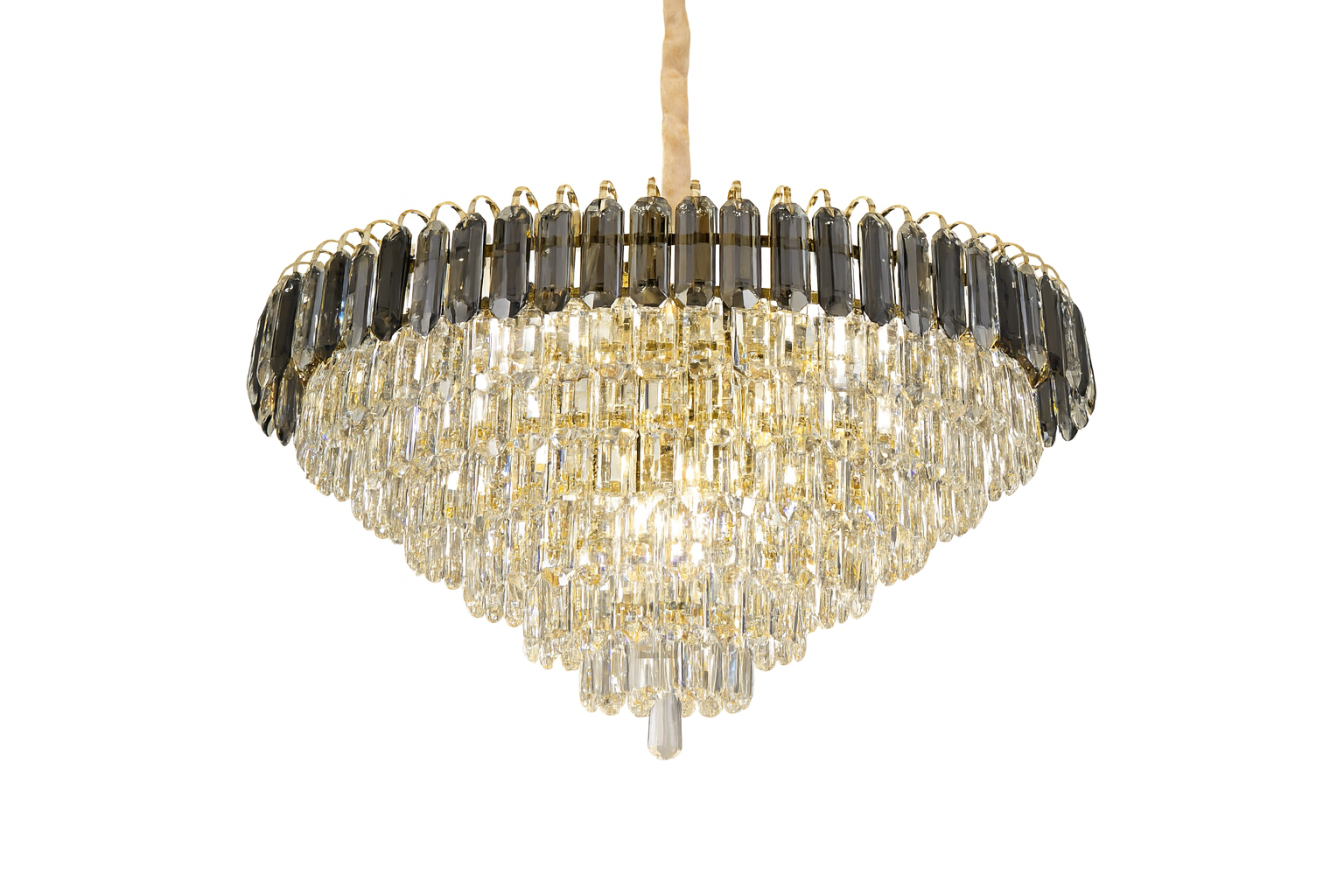 Lámpara de Cristal de Lujo – 15 Luces/ Dorado Electrolítico