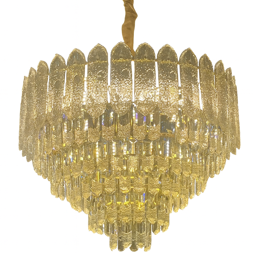 Lámpara de Cristal de Lujo – 28 Luces E14 Dorado Electrolítico
