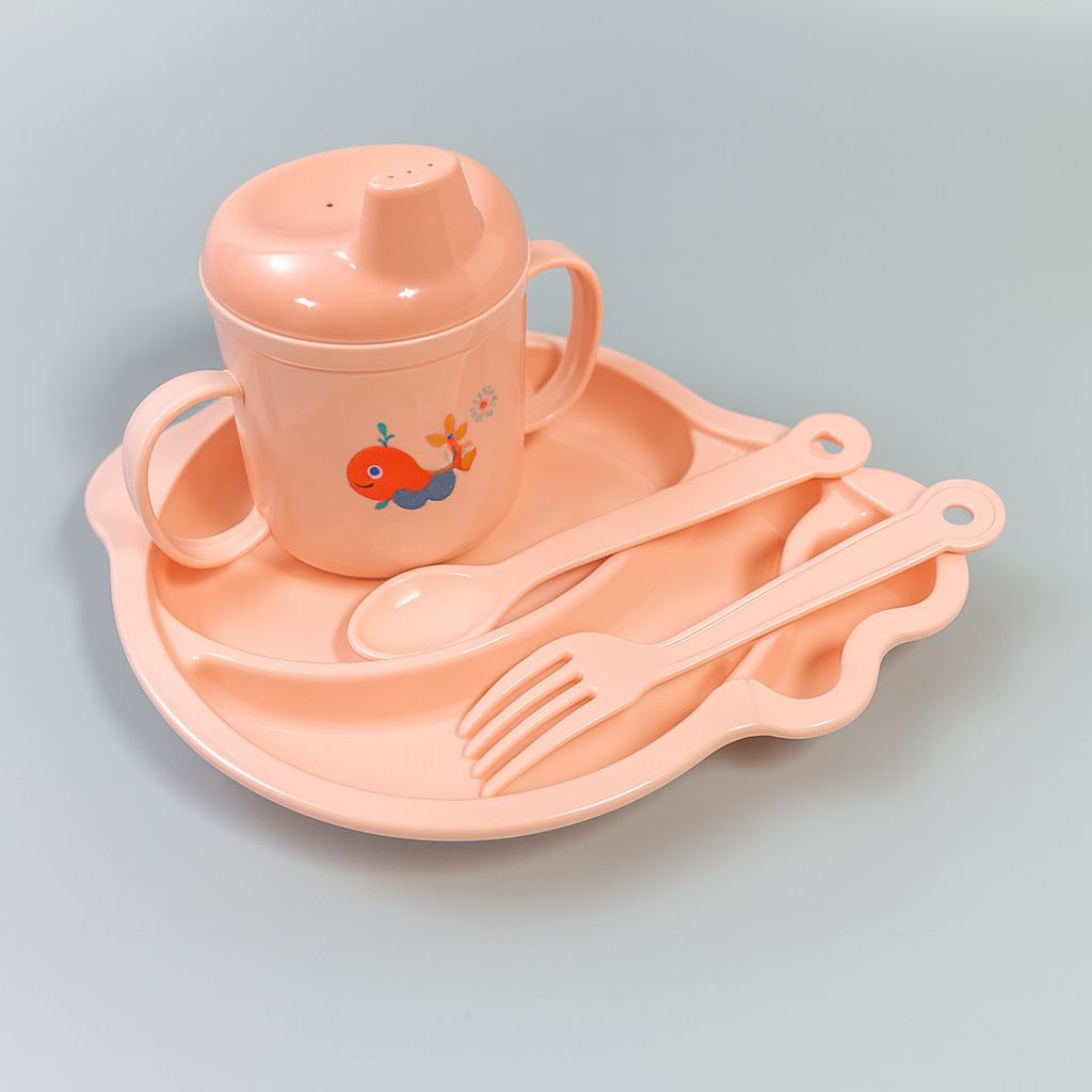 Set infantil de taza y vaso | Diseño Caracol y Pingüino