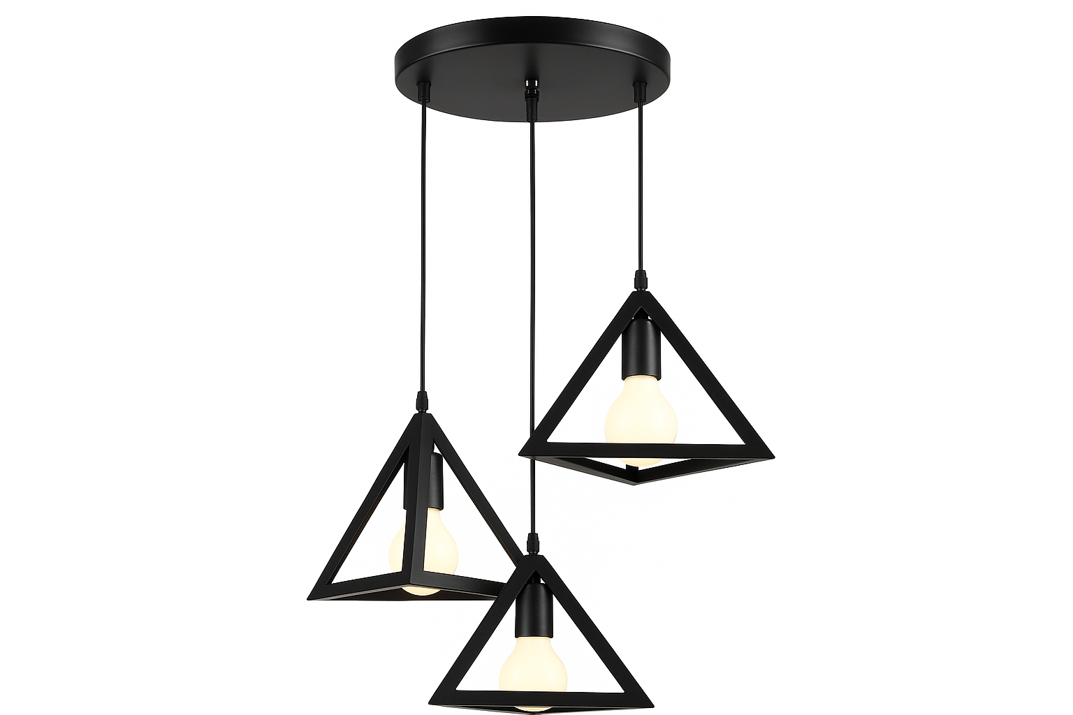 Lámpara colgante negra de 3 luces | Diseño industrial de hierro.
