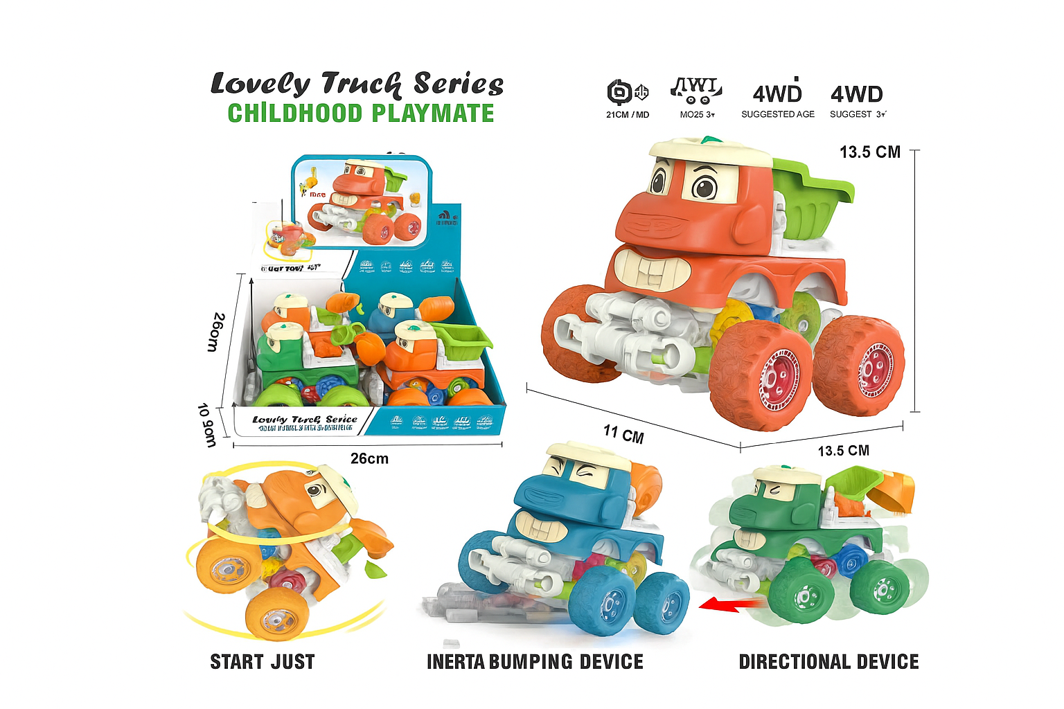 Vehículo de inercia para niños, de plástico resistente, colorido y divertido.