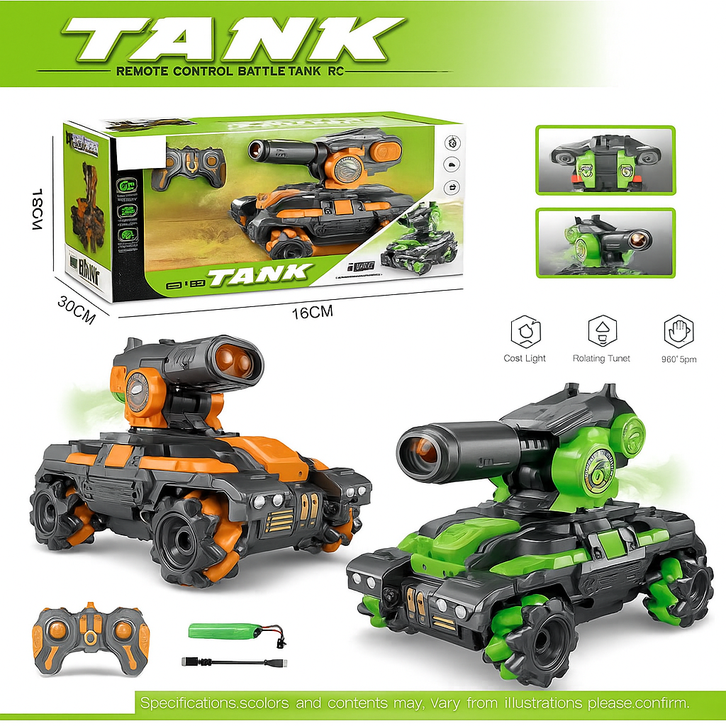 Tanque a control remoto 2.4G  resistente, realista y divertido para niños