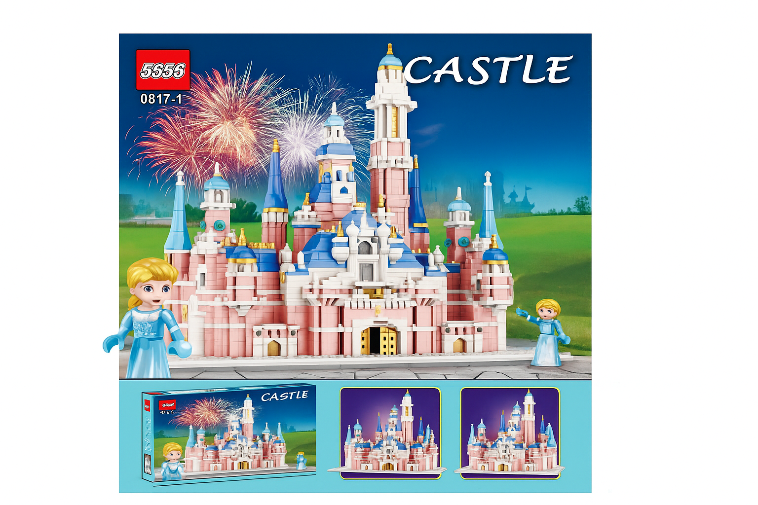 Juguete de bloques para niñas, set de castillo de plástico educativo y colorido