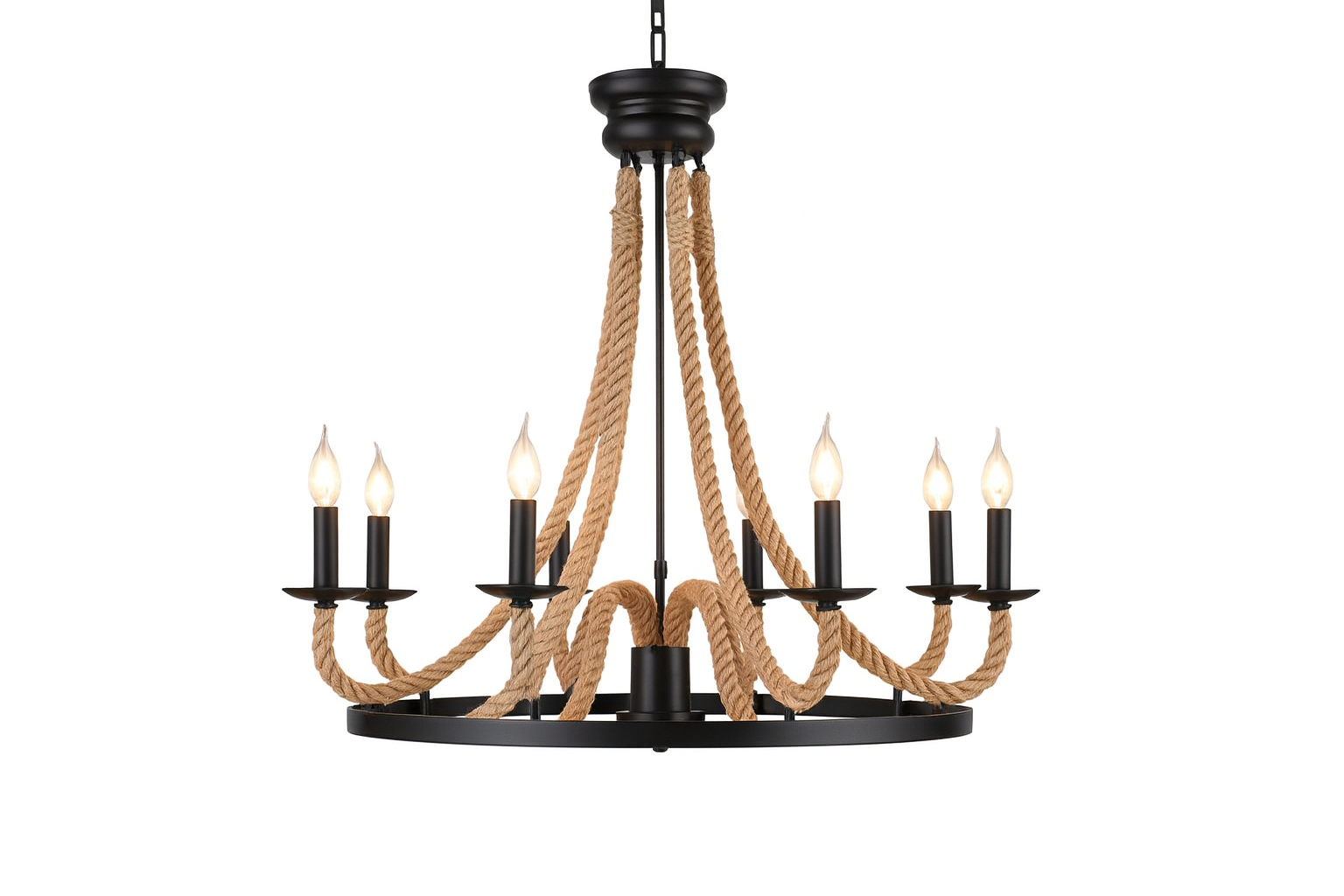 Lampara colgante de soga