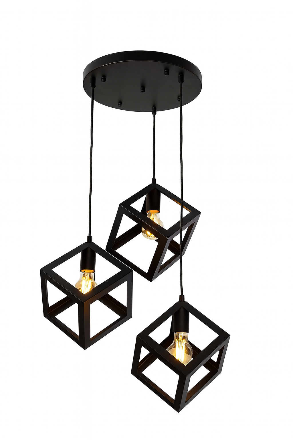 Lámpara colgante negra de 3 luces | Diseño moderno
