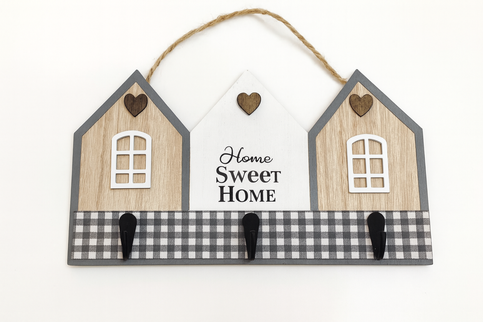 ADORNO DECORATIVO CON GANCHOS PARA PARED  – Práctico, Compacto y con Estilo Natural