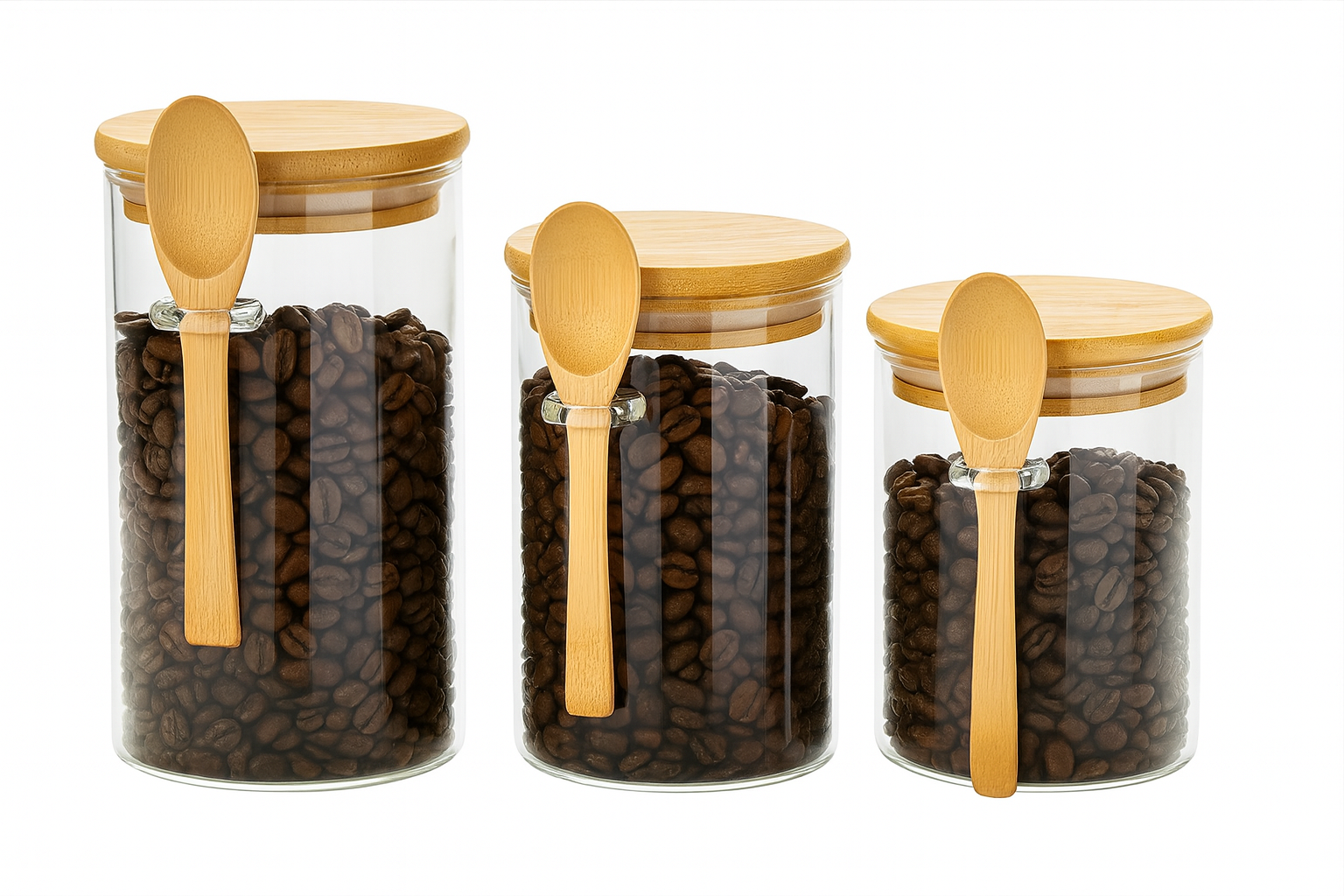 Tarro de vidrio cilíndrico con tapa de bambú EMTOP 6.5 × 18 cm – recipiente hermético 600 ml