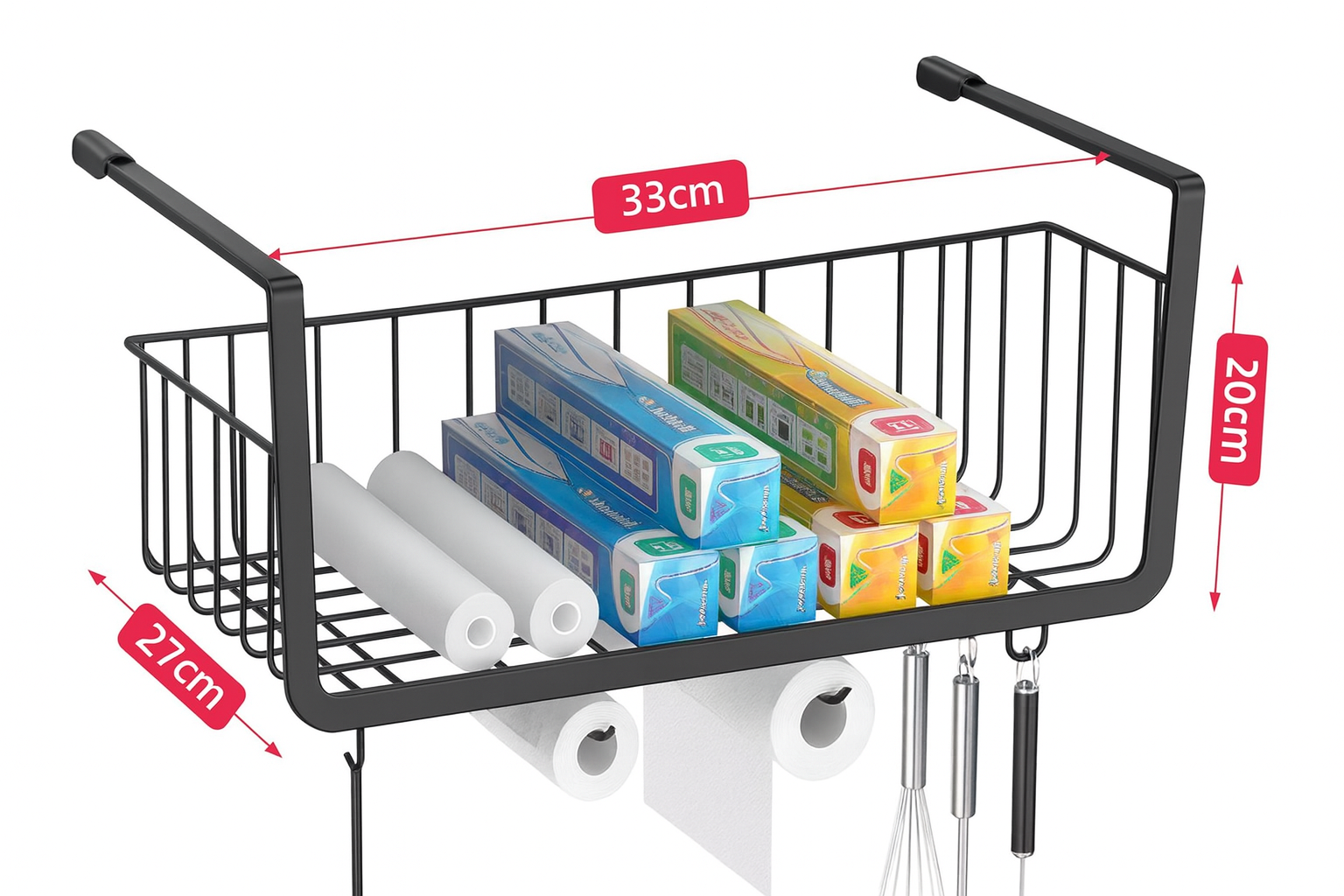 Estante Organizador Colgante de Metal – 33 × 27.5 × 20.5 cm | Resistente y Práctico