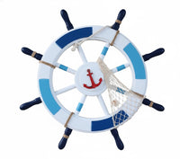 ADORNO COLGANTE TIMÓN DE BARCO DE MADERA  – Grande, Náutico y Súper Resistente