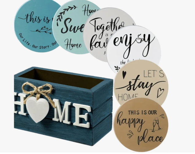 Bandeja circular con posavasos | 10 centímetros