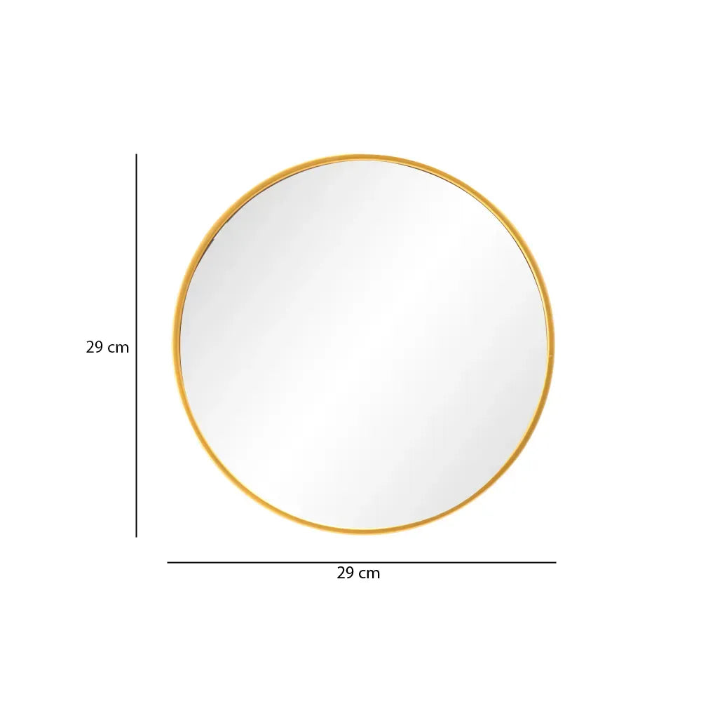 Espejo Decorativo de Pared -  Redondo Dorado | 29 x 29 cm