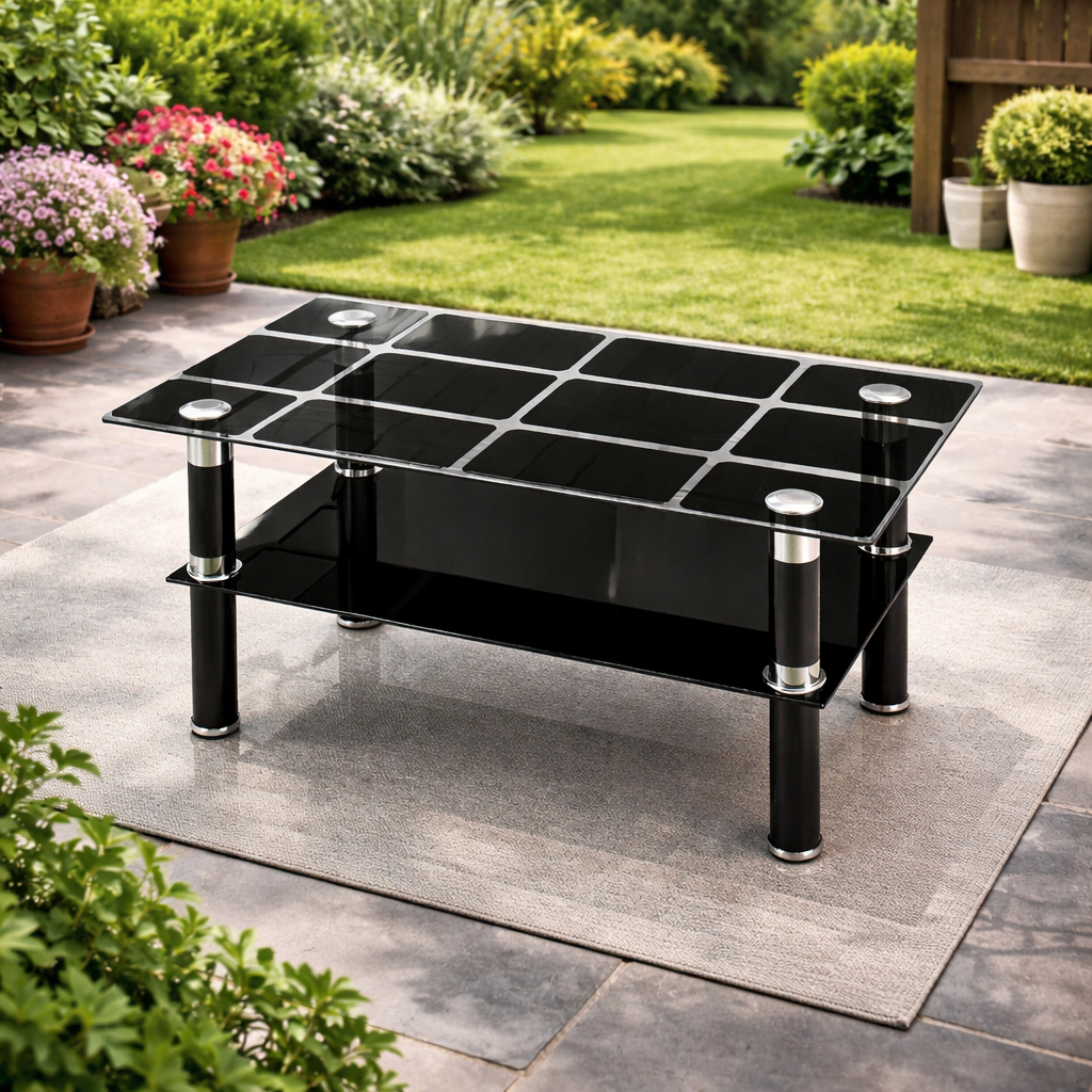 Mesa de Centro de Vidrio y Metal